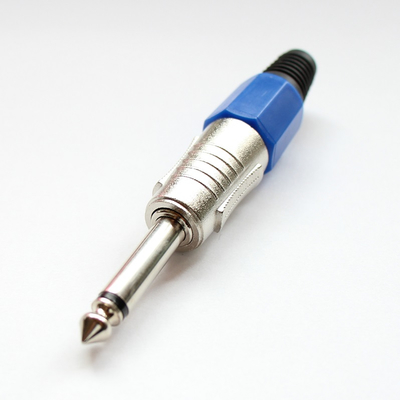 Jack plug 6.3 mm mono blue