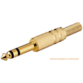 Jack plug 6,3mm metal gold plated