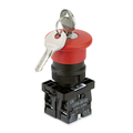 Emergency stop switch red 2 x on/(off) with key release