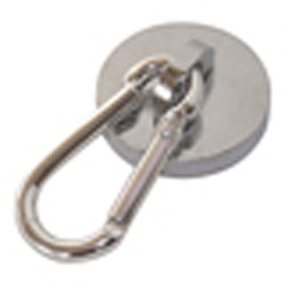 Neodymium round magnet �28mm with aluminum snap hook