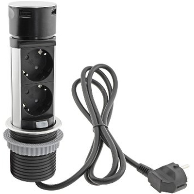 Schreibtisch-Einbausteckdosen Terminal 2 x Schuko + 2 x USB