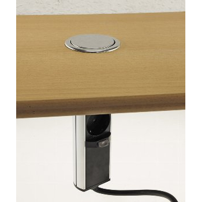 Stainless steel built-in desk sockets 2 x Schuko + 2 x USB retractable