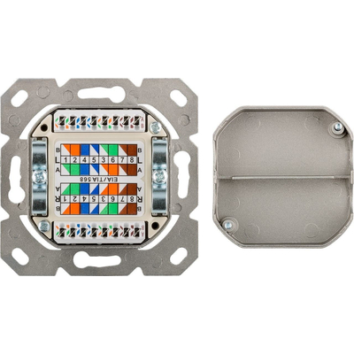 Shielded CAT 6 double junction box for surface mounting + flush mounting cream