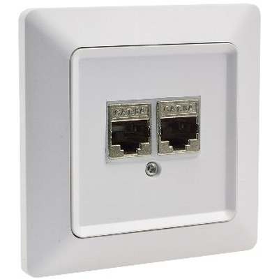 Network socket 2x CAT6 incl. frame matt white