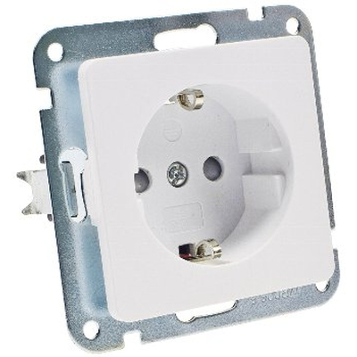 Protective contact socket without frame white mat