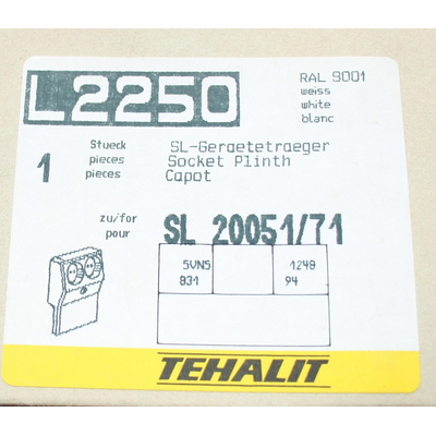 Tehalit L2250 RAL9001 Schuko double socket for SL 20x50/70 (old design