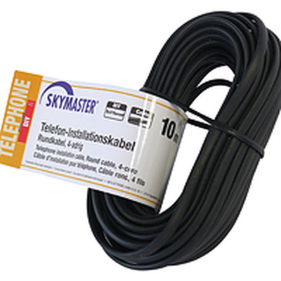 Telefonkabel 4-adrig flach schwarz CCA 10m