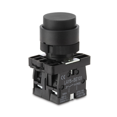 Pushbutton raised black 1 x (on) + 1 x (off)