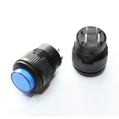 Pressure switch 16mm 1x(on) 3A with blue indicator light 2.4VDC