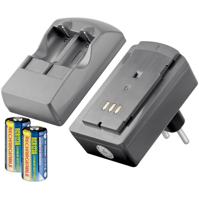 Fotobatterie-Steckerladegert fr bis zu 2 x CR123 Batterien / Akkus inkl. 2 x CR123 Lithium-Ionen Akku