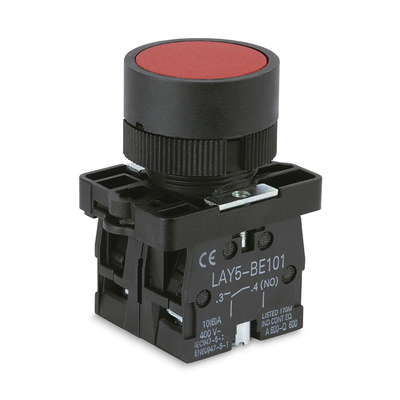 Drucktaster b�ndig rot 1 x (ein) + 1 x (aus)