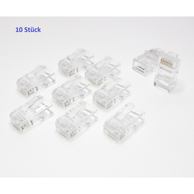 RJ45 Stecker 8 polig 8P8C f�r Rundkabel (10 Stk.)