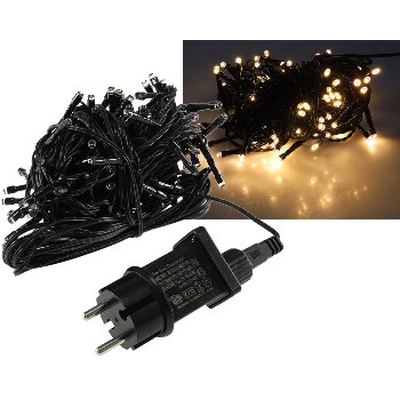 LED Outdoor lightchain 100 LEDs 10m warm white black cable IP44 - CT-ALK100