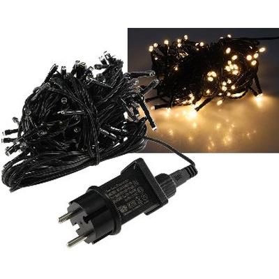 LED Aussen-Lichterkette 100 LEDs 10m warmwei� schwarzes...