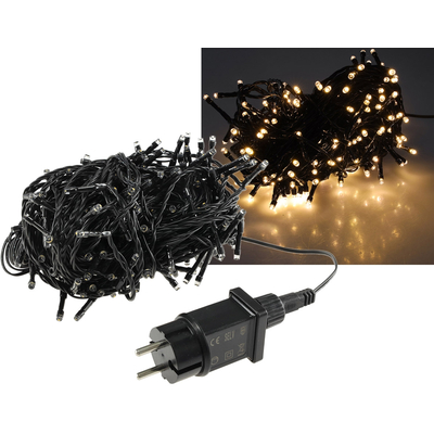 LED Aussen-Lichterkette 200 LEDs 20m warmwei� schwarzes Kabel IP44