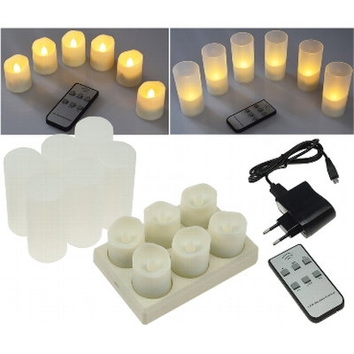  LED Kerzen warmweiß mit IR-Fernbedienung Ladestation und Netzteil 6er-Set 