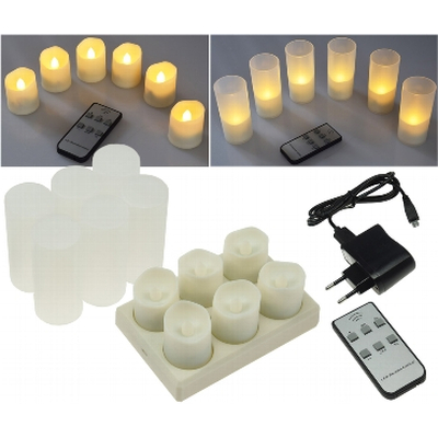LED candles warm white with IR remote control, charging...