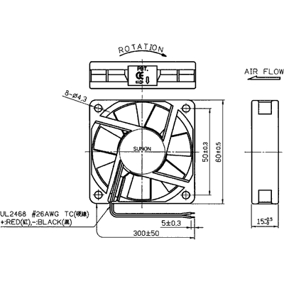 Fan 24VDC 60 x 60 x 15mm 1.68W