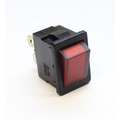 Rocker switch 1 x on red with control lamp 230V