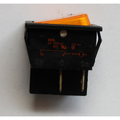Rocker switch 2 x one yellow with indicator light 230VAC 6A 26 x 22mm