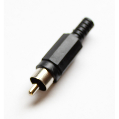 RCA plug with anti-kink plastic black
