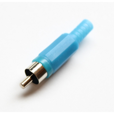 RCA plug with anti-kink plastic blue