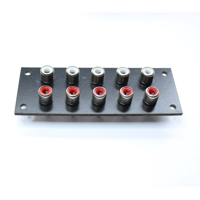 Panel mit10 Cinch Buchsen 5 x rot, 5 x wei�