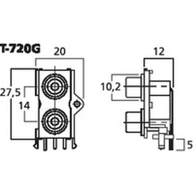 Cinch-Einbauterminal 2er - T-720G