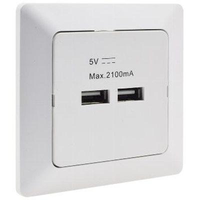 2-fach USB-Ladedose wei� matt
