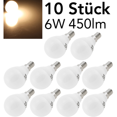 LED Tropfenlampe 6W warmwei&szlig; 3000K E14 - T50 (10Stck)