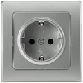 Schutzkontakt-Steckdose 250VAC 16A inkl. Rahmen UP silber