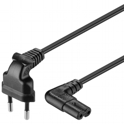 Power cable Angle-Euro> Angle-double groove 2m black