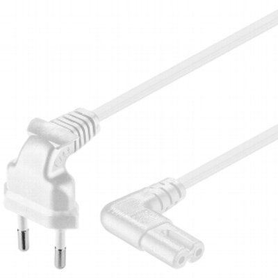 Power cable Angle-Euro> Angle-double groove 2m white