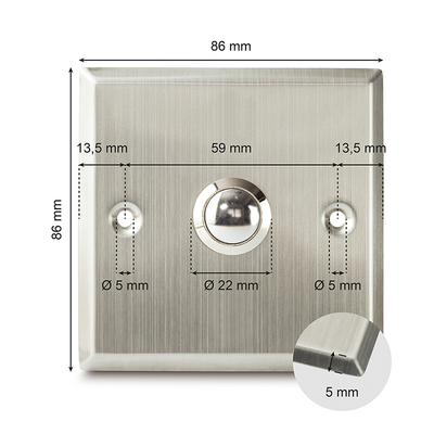 Stainless steel bell 86 x86mm with built-in button