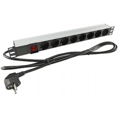 19 8-way power strip with switch for rack mounting max 3500W/16A
