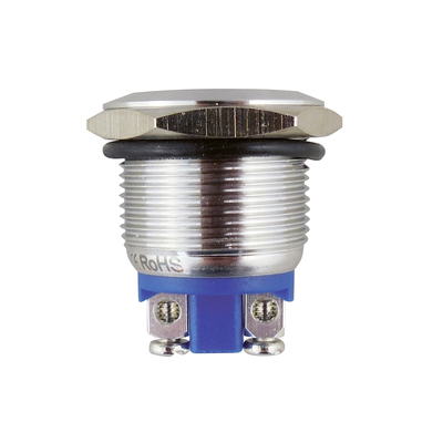 Full metal button 19 mm 1 x (on) flat screw connection IP67