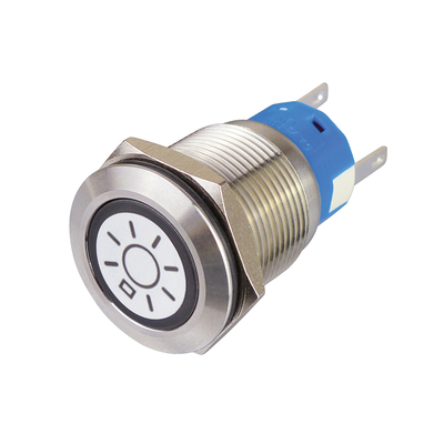 Full metal button19mm 1 x on/(on) with light symbol and...