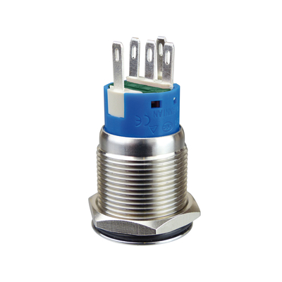 Vollmetalltaster 19mm 1 x um ein/(ein) mit beleuchteten Schaltersymbol wei� IP67