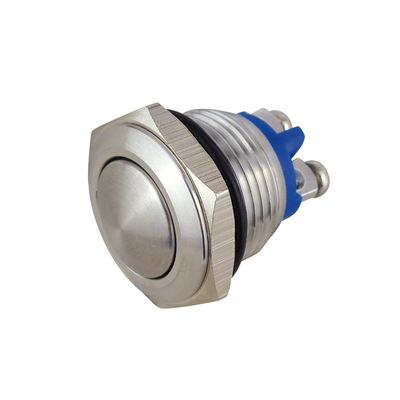 Full metal pushbutton 16mm 1 x (on) flat screw connection IP67