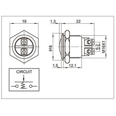 Vollmetalltaster 16mm 1 x (ein) gew�lbt Schraubanschluss IP67