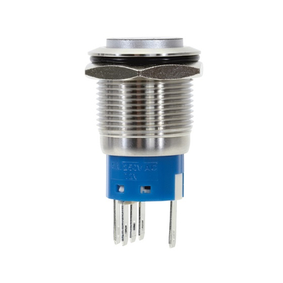 Vollmetalltaster 19mm 1 x ein/(ein) mit beleuchteten Klingelsymbol weiss IP67