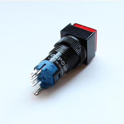 Drucktaster 1 x um ein/(ein) mit Kontrollleuchte rot 230V / 0,5A 250VAC / 1A 24VDC