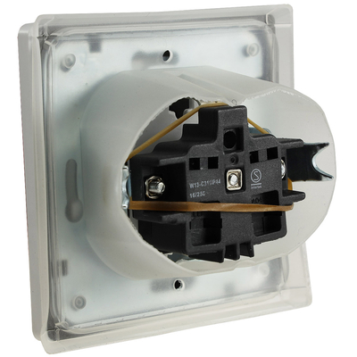 Mains socket with hinged cover UP white IP44