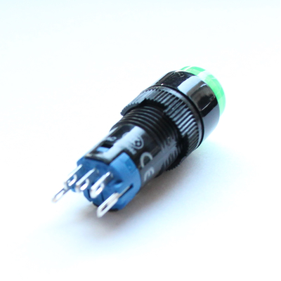 Action switch on/(on) 0,5A/250VAC 1A/24VDC with indicator 230V green