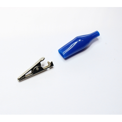 Krokoklemme mini mit Isolation blau 35mm