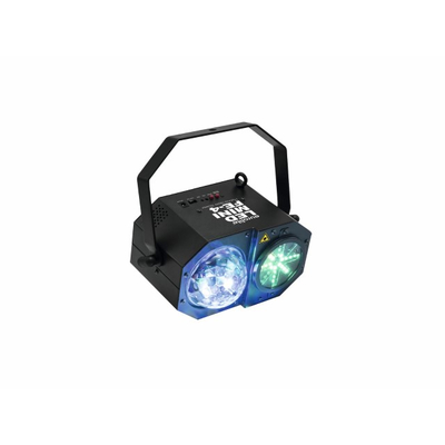 Party-Lichteffekt mit Laser (Kl. 2M), Spiegelkugel, Wash- & Strobe-Effekten - LED Mini FE-4 Hybrid Laserflower