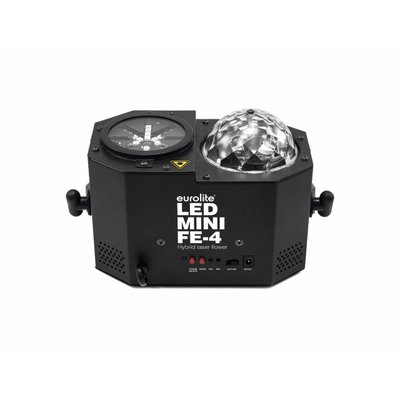 Party-Lichteffekt mit Laser (Kl. 2M), Spiegelkugel, Wash- & Strobe-Effekten - LED Mini FE-4 Hybrid Laserflower