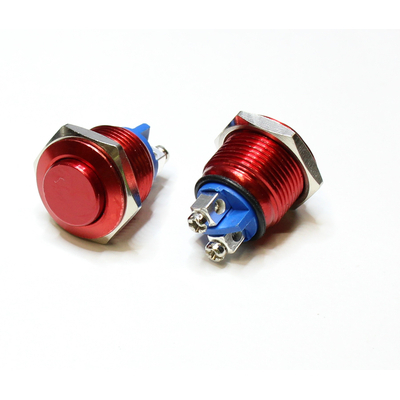 Aluminium button 16mm 1 x (on) red IP65
