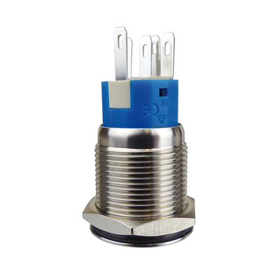 Full metal button 19mm 1 x on/(on) with illuminated bell symbol white