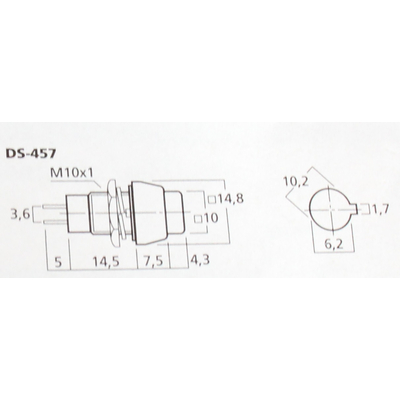 Push button switch off/on 250V 1A square silver - DS-457